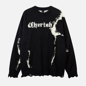 Concert Outfit High Street Irregular Color-Blocking Patchwork Sweater