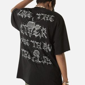 Concert Outfit High Street Letter Print Short-Sleeved T-Shirt