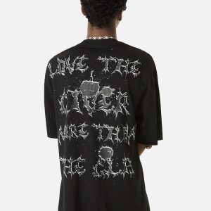 Concert Outfit High Street Letter Print Short-Sleeved T-Shirt