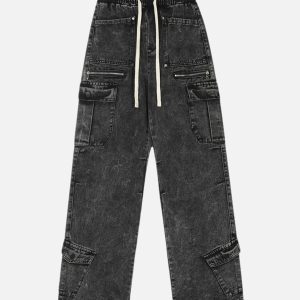 Concert Outfit High Street Loose Elastic Waist Drawstring Trousers