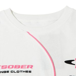 Concert Outfit High Street Motorcycle Print Asymmetric T-Shirt