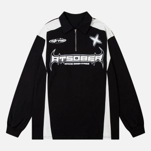 Concert Outfit High Street Racing Long Sleeve Polo Shirt