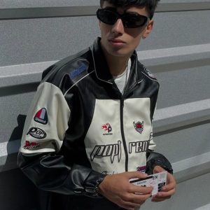 Concert Outfit High Street Splicing Racing Baseball Jacket