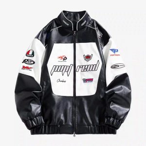 Concert Outfit High Street Splicing Racing Baseball Jacket