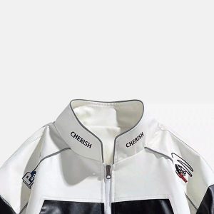 Concert Outfit High Street Splicing Racing Baseball Jacket