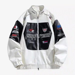 Concert Outfit High Street Splicing Racing Baseball Jacket