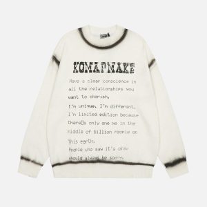 Concert Outfit High Street Spray Paint Letter Print Sweater