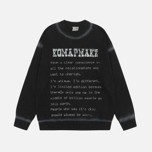 Concert Outfit High Street Spray Paint Letter Print Sweater