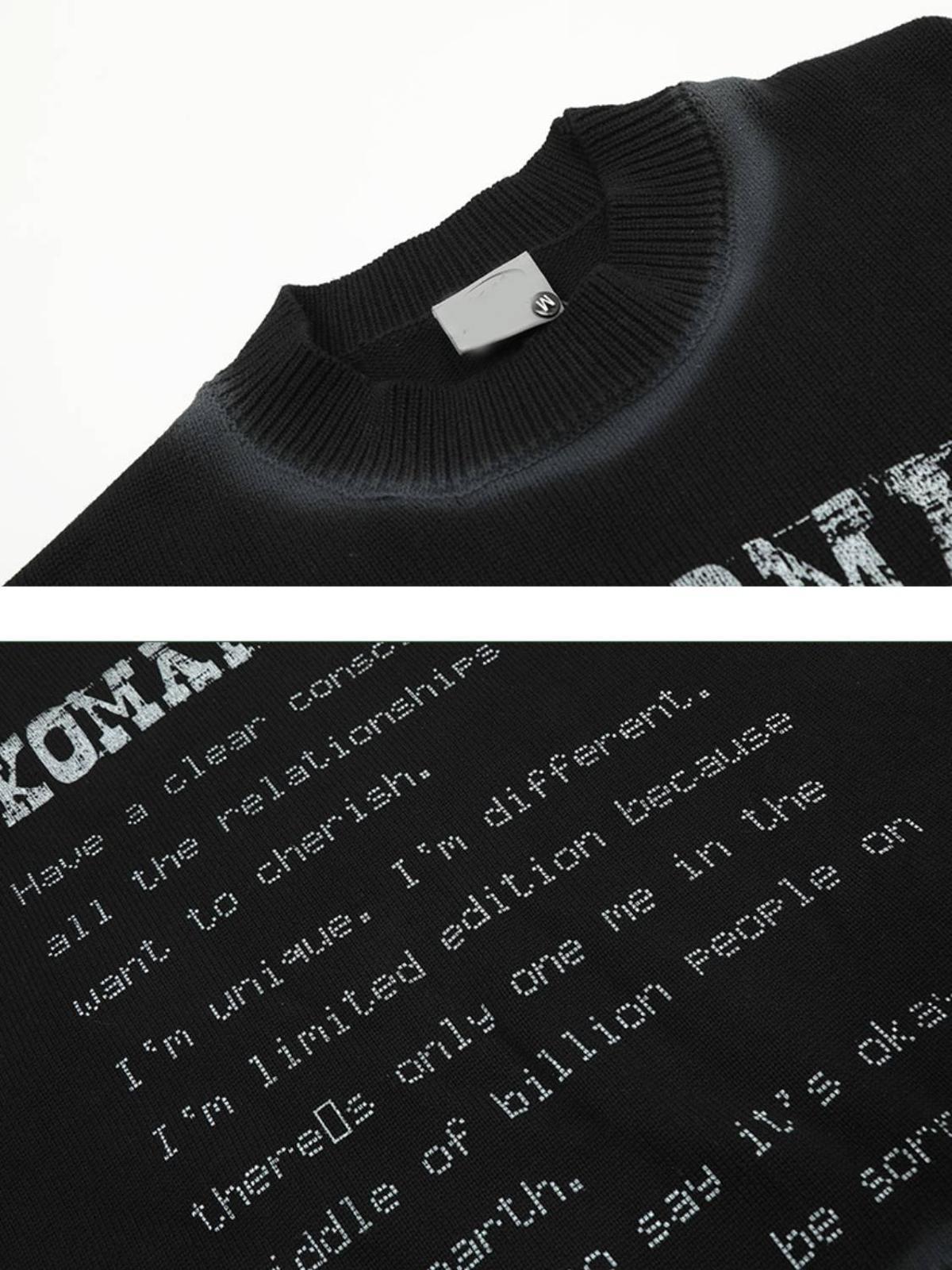 Concert Outfit High Street Spray Paint Letter Print Sweater Concert Outfit High Street Spray Paint Letter Print Sweater