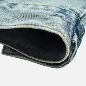 Concert Outfit High Street Washed And Worn Denim Hoodie