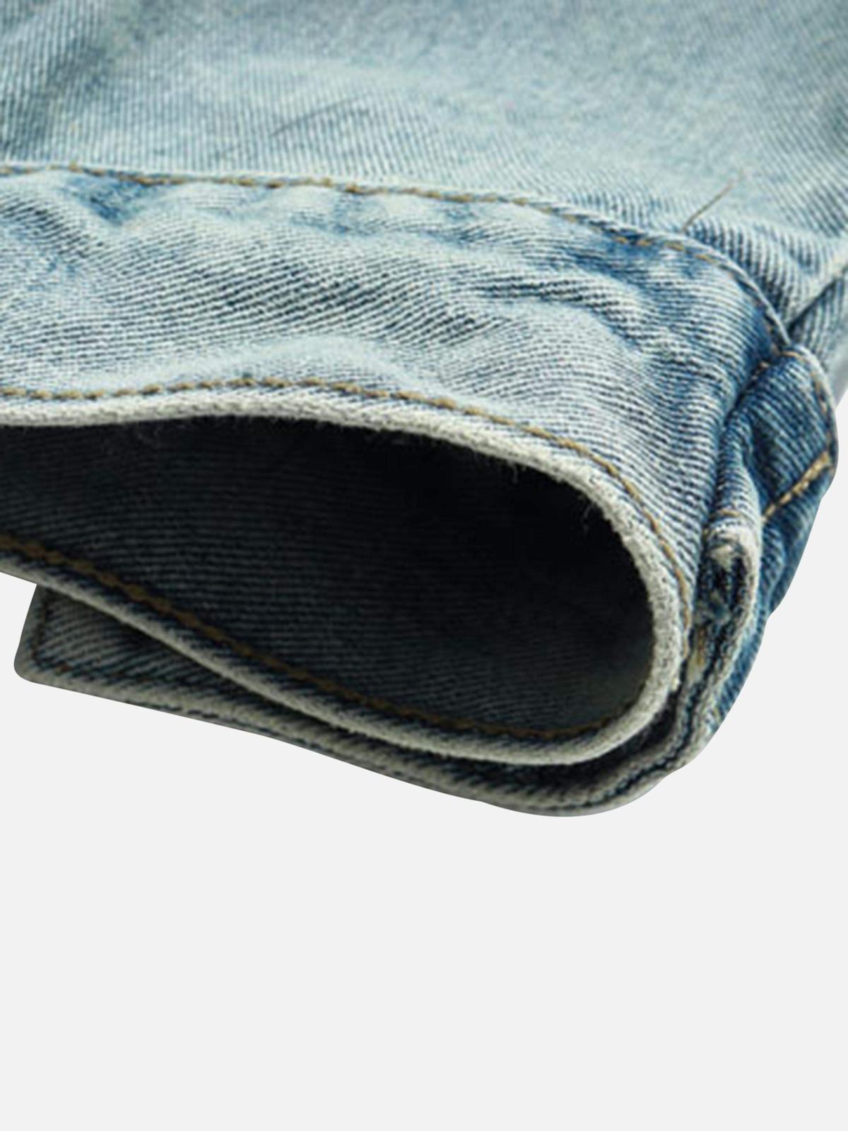 Concert Outfit High Street Washed And Worn Denim Hoodie Concert Outfit High Street Washed And Worn Denim Hoodie