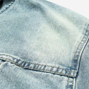 Concert Outfit High Street Washed And Worn Denim Hoodie