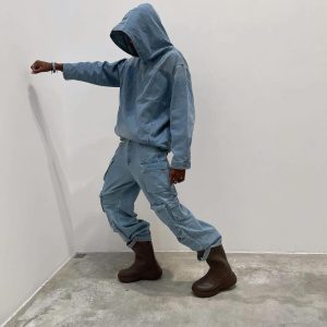 Concert Outfit High Street Washed Denim Hoodie