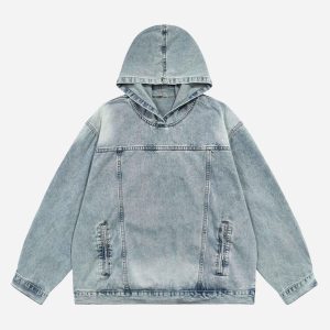 Concert Outfit High Street Washed Denim Hoodie