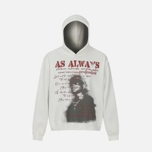 Concert Outfit High Street Washed Print Hoodie