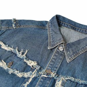 Concert Outfit High Street Washed Raw Edge Denim Vest