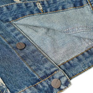 Concert Outfit High Street Washed Raw Edge Denim Vest