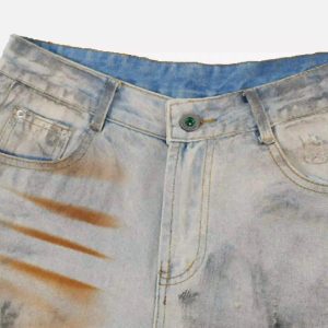 Concert Outfit High Street Yellow Mud Dyed Denim Shorts