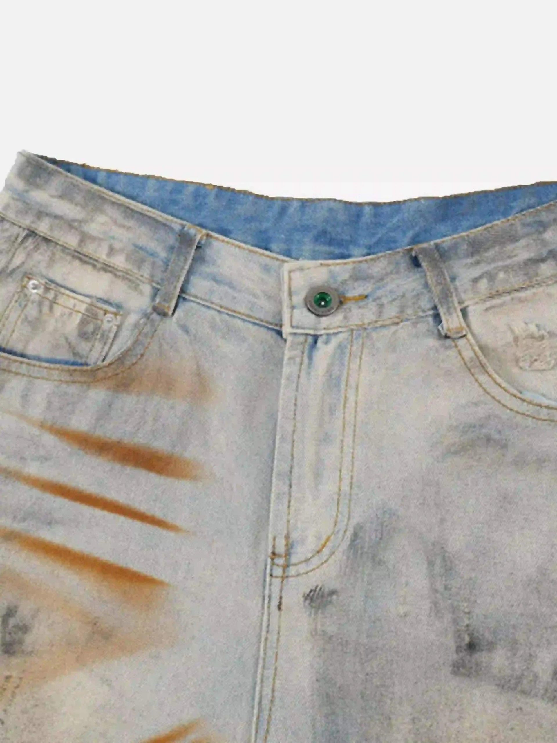 Concert Outfit High Street Yellow Mud Dyed Denim Shorts Concert Outfit High Street Yellow Mud Dyed Denim Shorts