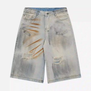 Concert Outfit High Street Yellow Mud Dyed Denim Shorts