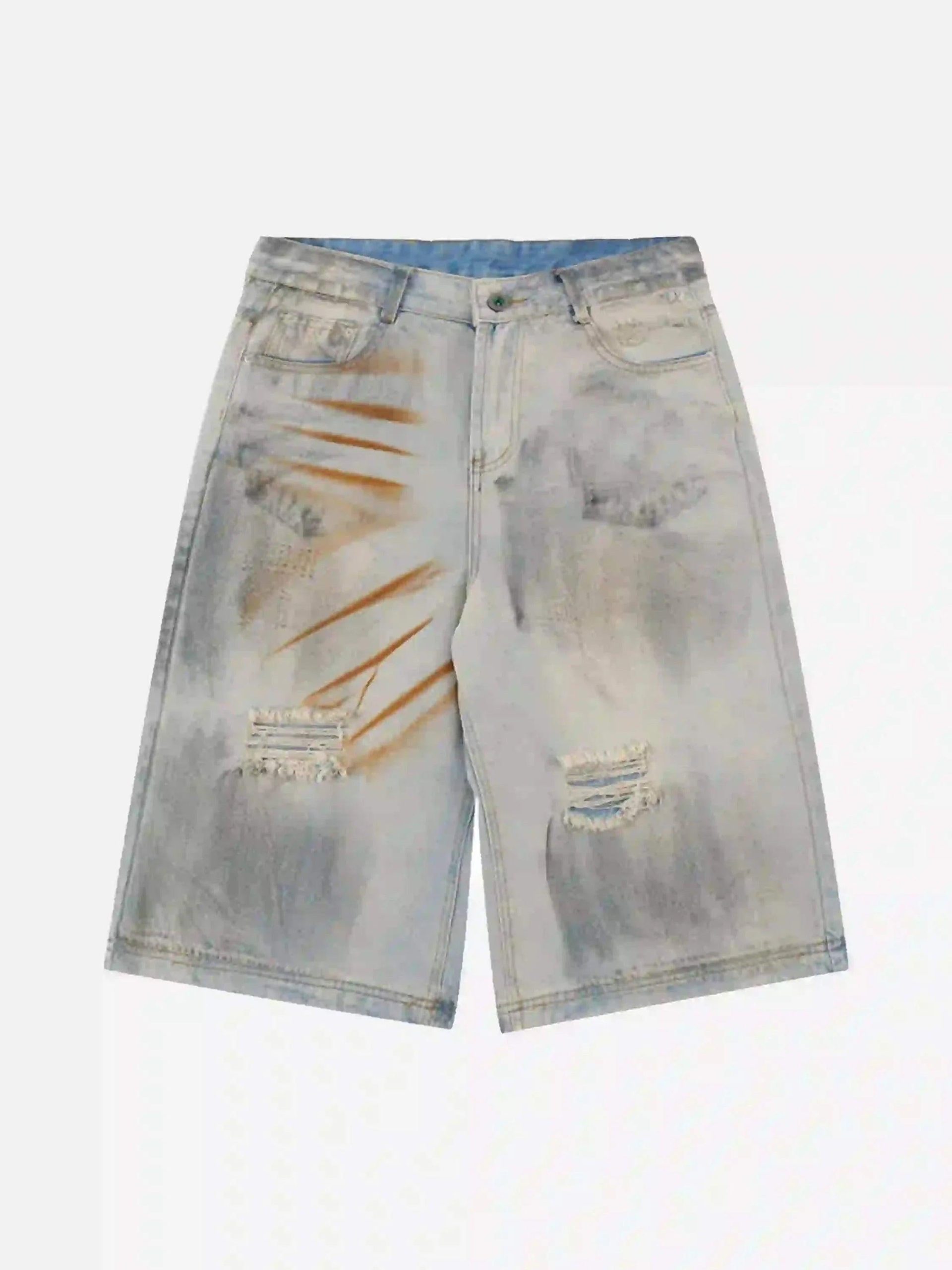 Concert Outfit High Street Yellow Mud Dyed Denim Shorts Concert Outfit High Street Yellow Mud Dyed Denim Shorts