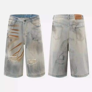 Concert Outfit High Street Yellow Mud Dyed Denim Shorts