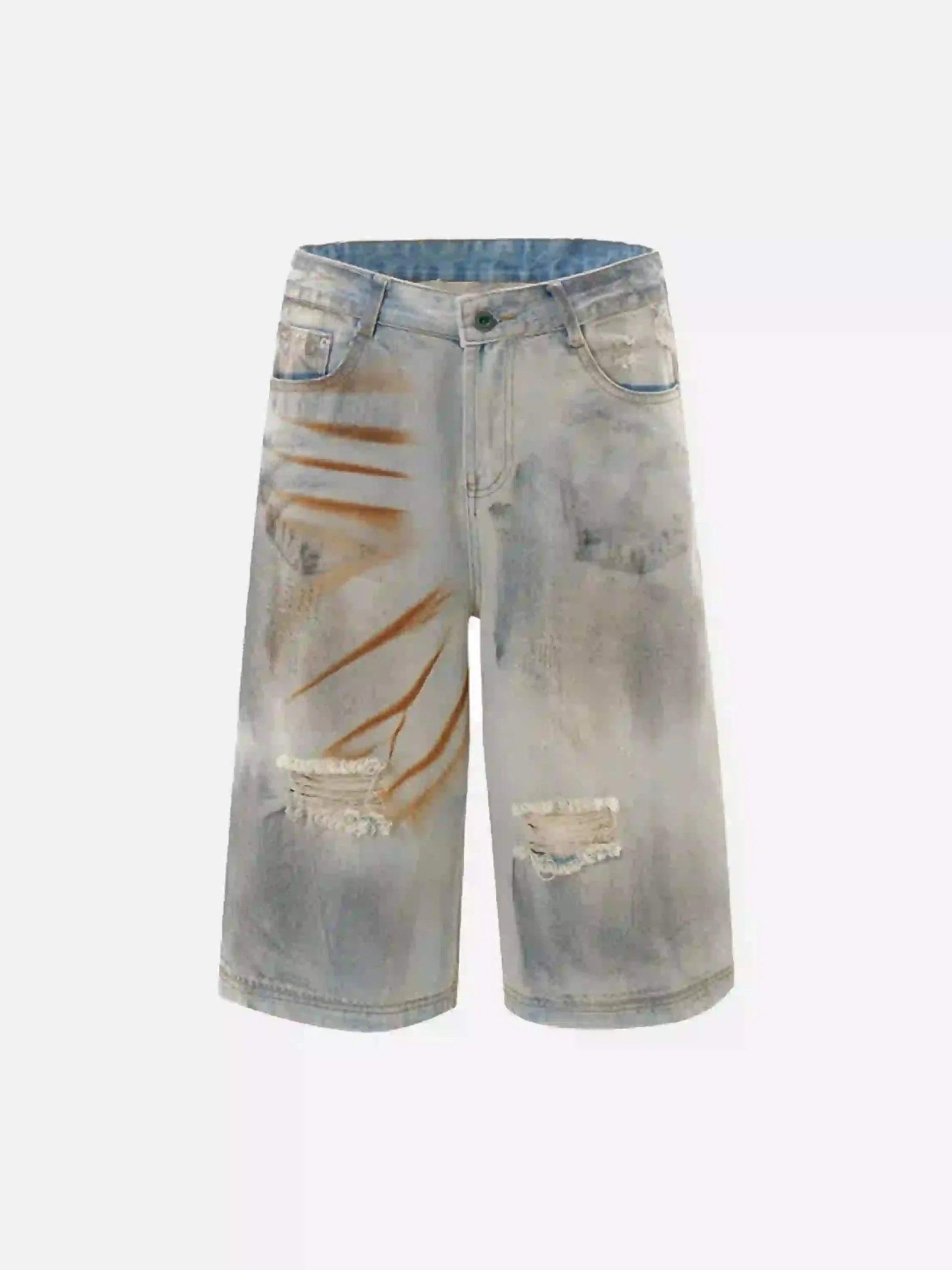 Concert Outfit High Street Yellow Mud Dyed Denim Shorts Concert Outfit High Street Yellow Mud Dyed Denim Shorts