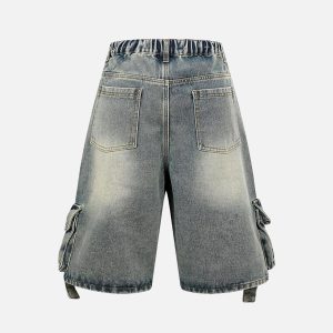 Concert Outfit High-Waisted Multi-Pocket Denim Cargo Shorts