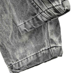 Concert Outfit Hip-Hop Distressed Washed Printed Denim Jacket