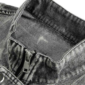 Concert Outfit Hip-Hop Distressed Washed Printed Denim Jacket