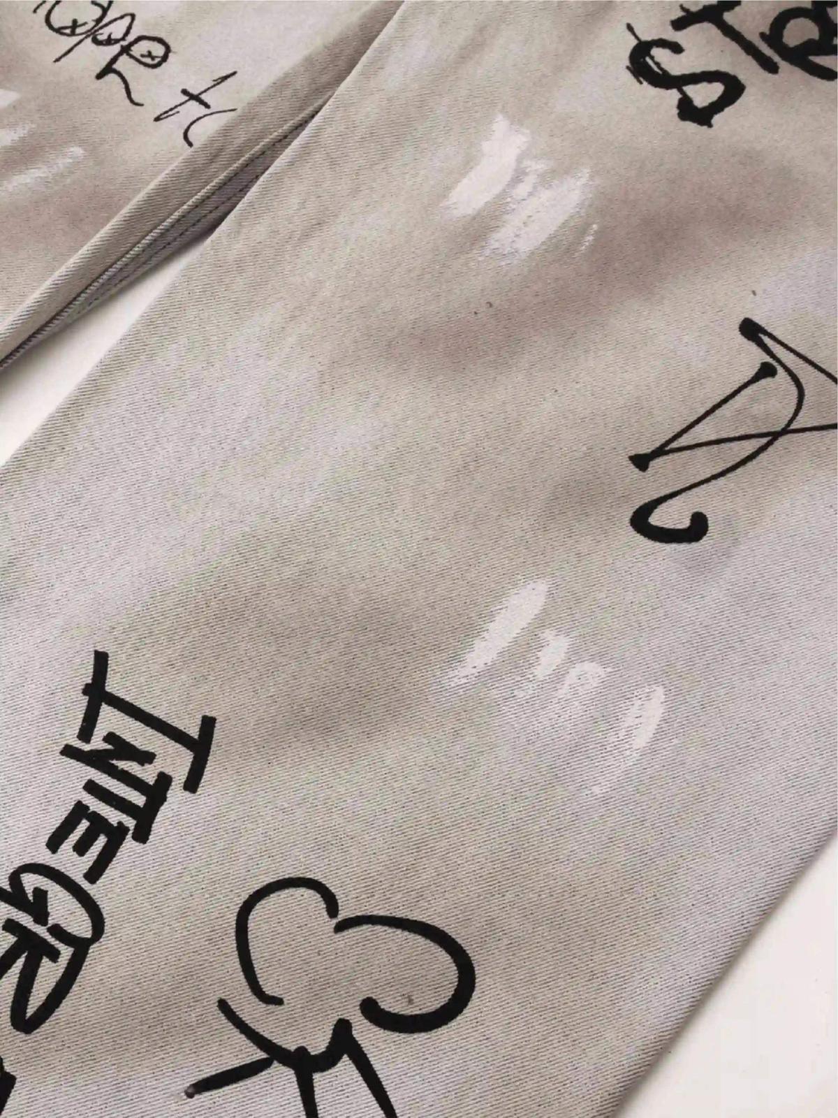 Concert Outfit Hip-Hop Graffiti Distressed Jeans Concert Outfit Hip-Hop Graffiti Distressed Jeans