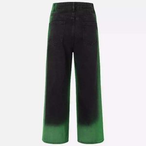 Concert Outfit Hip-Hop Green Hand-Painted Dirty Jeans