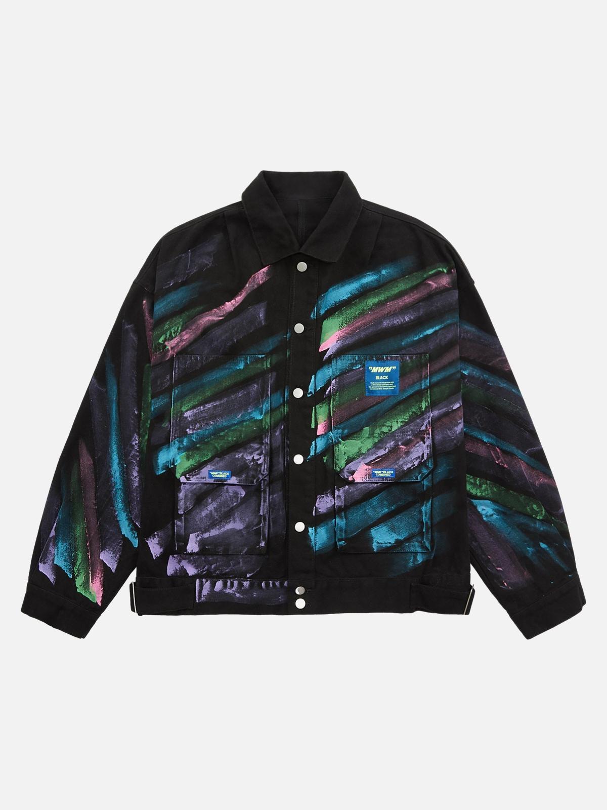 Concert Outfit Hip-Hop Hand-Painted Graffiti Denim Jacket Concert Outfit Hip-Hop Hand-Painted Graffiti Denim Jacket