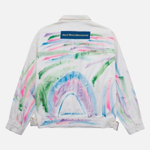 Concert Outfit Hip-Hop Hand-Painted Graffiti Denim Jacket