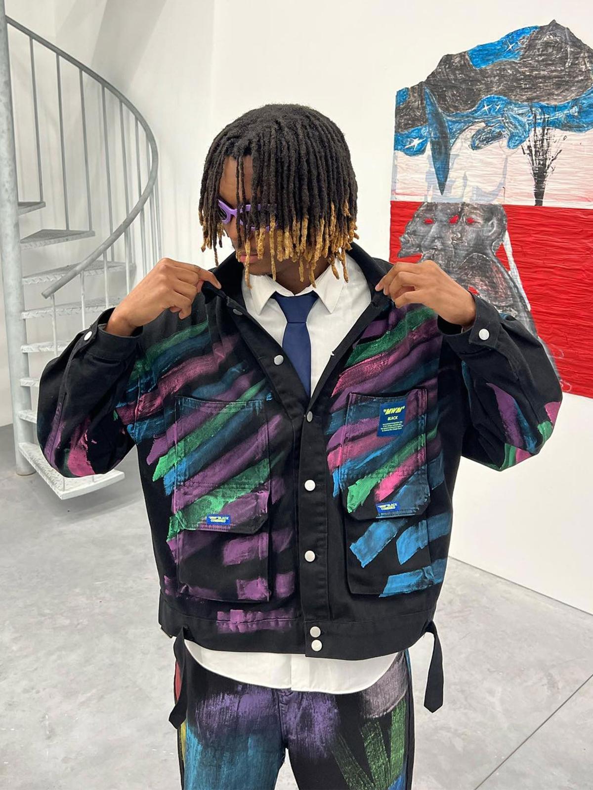 Concert Outfit Hip-Hop Hand-Painted Graffiti Denim Jacket Concert Outfit Hip-Hop Hand-Painted Graffiti Denim Jacket