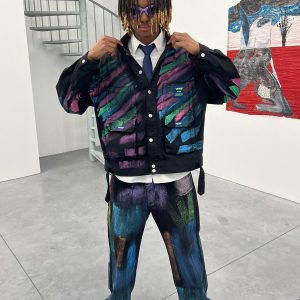 Concert Outfit Hip-Hop Hand-Painted Graffiti Denim Jacket
