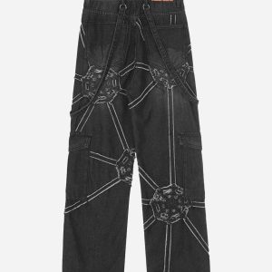 Concert Outfit Hip-Hop High Street Spider Web Jeans