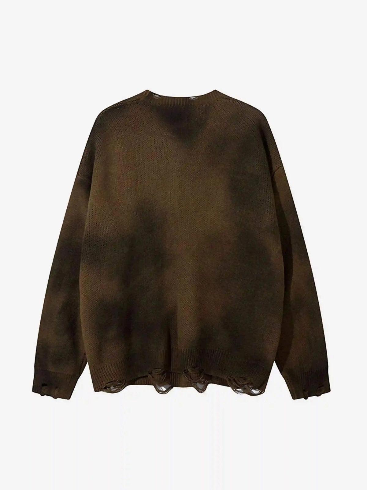 Concert Outfit Hip-Hop Lazy Style Butterfly Jacquard Ripped Sweater Concert Outfit Hip-Hop Lazy Style Butterfly Jacquard Ripped Sweater