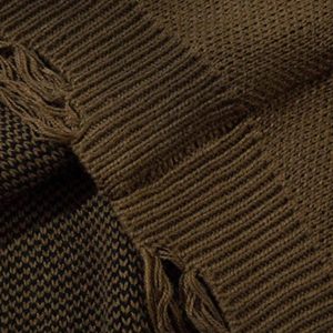 Concert Outfit Hip-Hop Lazy Style Butterfly Jacquard Ripped Sweater