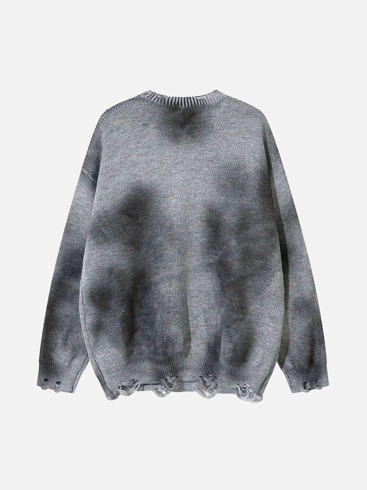 Concert Outfit Hip-Hop Lazy Style Butterfly Jacquard Ripped Sweater Concert Outfit Hip-Hop Lazy Style Butterfly Jacquard Ripped Sweater