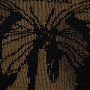 Concert Outfit Hip-Hop Lazy Style Butterfly Jacquard Ripped Sweater
