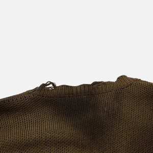 Concert Outfit Hip-Hop Lazy Style Butterfly Jacquard Ripped Sweater