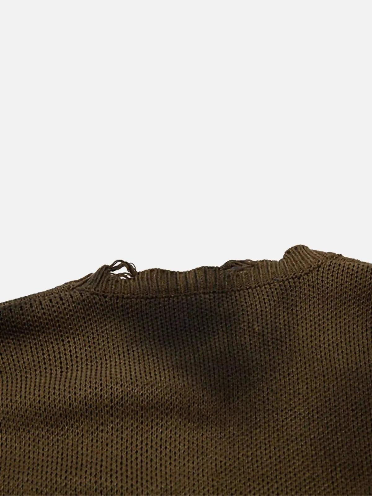 Concert Outfit Hip-Hop Lazy Style Butterfly Jacquard Ripped Sweater Concert Outfit Hip-Hop Lazy Style Butterfly Jacquard Ripped Sweater