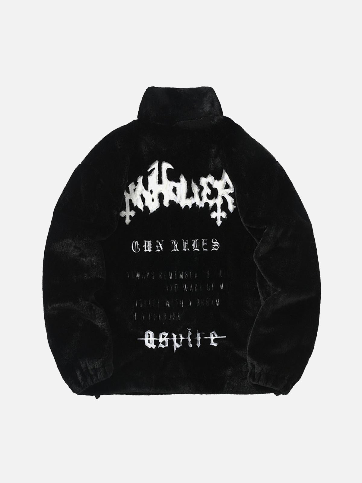 Concert Outfit Hip-Hop Letter Stand Collar Fur Jacket Concert Outfit Hip-Hop Letter Stand Collar Fur Jacket