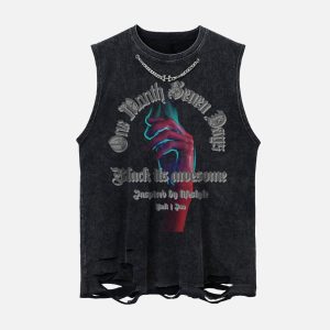 Concert Outfit Hip-Hop Loose Washed Undershirt