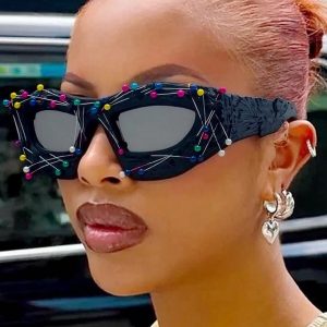 Concert Outfit Hip Hop Punk Beaded Sunglasses