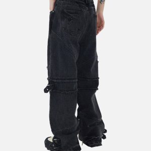 Concert Outfit Hip-Hop Retro Wash Denim Straight-Leg Pants