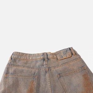Concert Outfit Hip-Hop Ripped Mud-Dyed Jeans