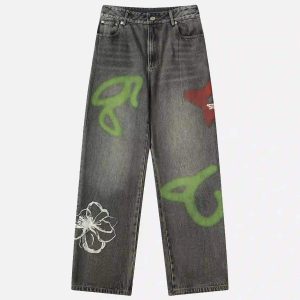 Concert Outfit Hip Hop Street Graffiti Jeans