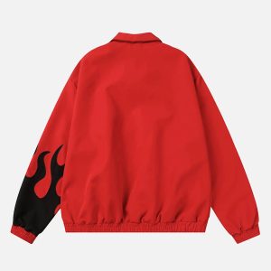 Concert Outfit Hip Hop Street Patches Flame Lapel Jacket
